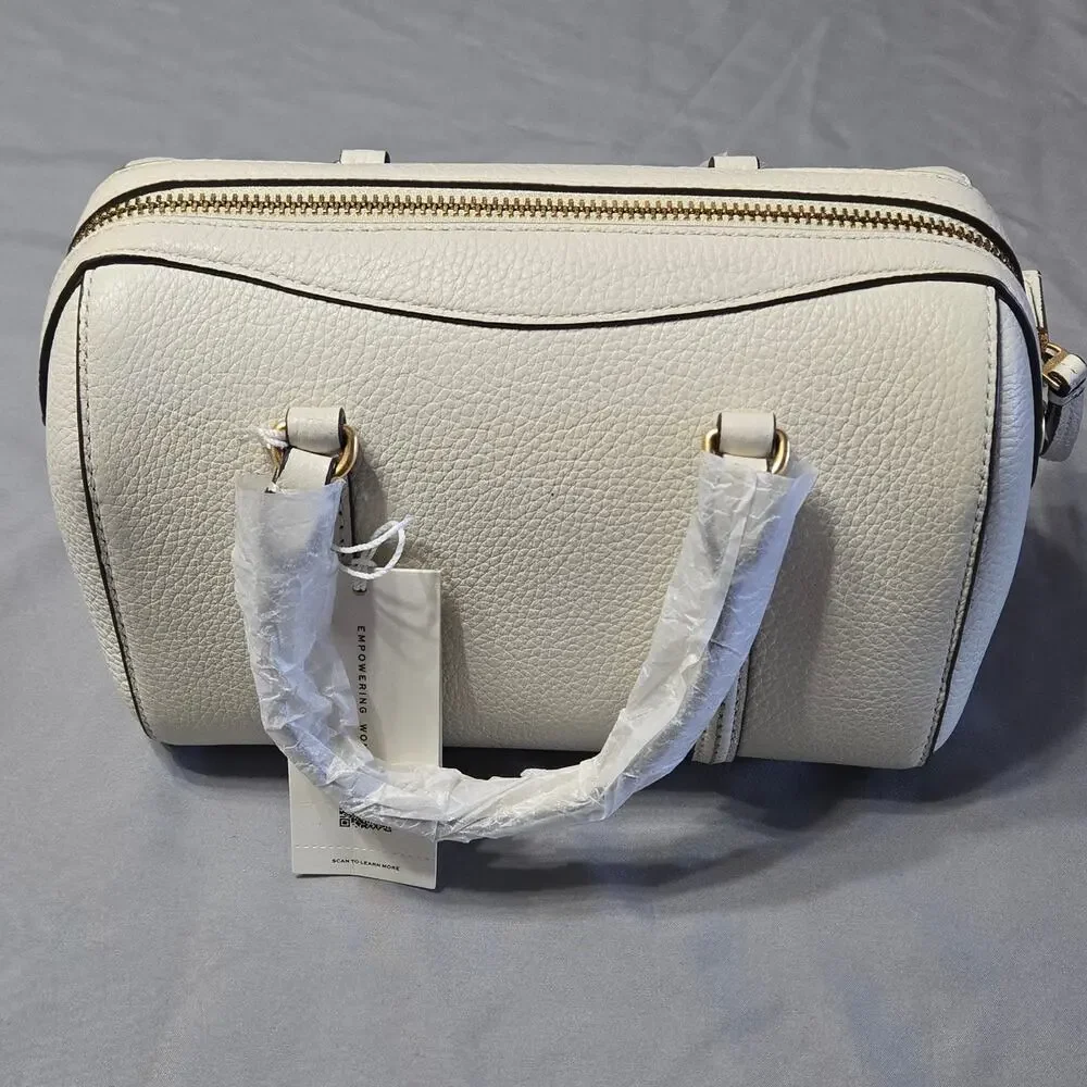 Tory Burch Thea Mini Satchel New Ivory Pebbled Leather Crossbody Bag